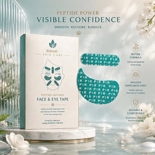 ✨Biancat® Peptide Face & Eye Tape🌙 | Smooths Forehead Lines, 11 Lines, Crow’s Feet & Under-Eye Puffiness | Infused with Peptides, Niacinamide & Caffeine | Overnight Anti-Aging Wrinkle Tape for Face & Eyes