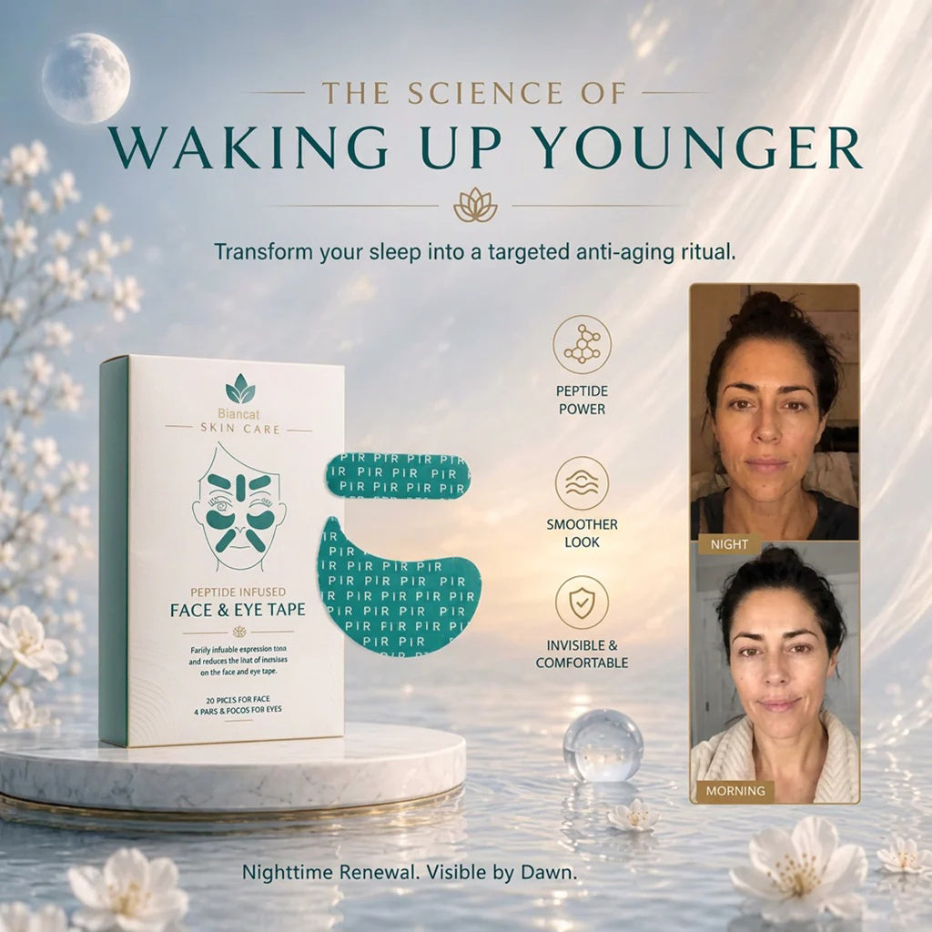 ✨Biancat® Peptide Face & Eye Tape🌙 | Smooths Forehead Lines, 11 Lines, Crow’s Feet & Under-Eye Puffiness | Infused with Peptides, Niacinamide & Caffeine | Overnight Anti-Aging Wrinkle Tape for Face & Eyes
