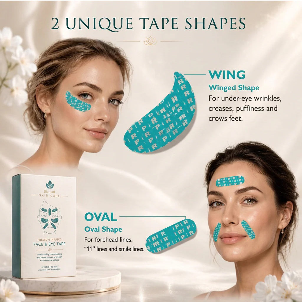 ✨Biancat® Peptide Face & Eye Tape🌙 | Smooths Forehead Lines, 11 Lines, Crow’s Feet & Under-Eye Puffiness | Infused with Peptides, Niacinamide & Caffeine | Overnight Anti-Aging Wrinkle Tape for Face & Eyes