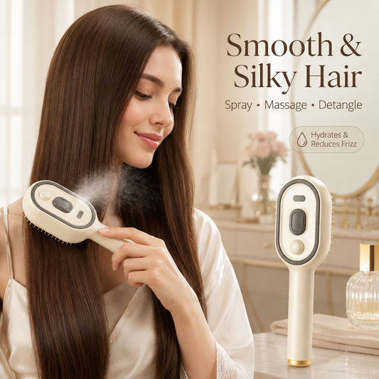 ✨ Essential Oil Mist Comb, Anti-Tangle Electric Massage Brush